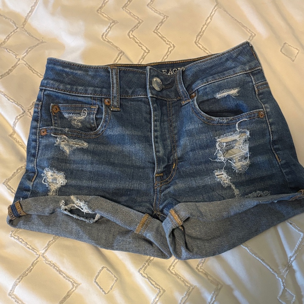 American Eagle Outfitters Distressed Blue Jean Shorts